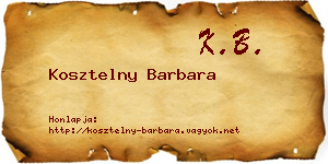 Kosztelny Barbara névjegykártya